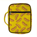 Yellow Hot Dog Pattern Print Front Pocket Bible Bag