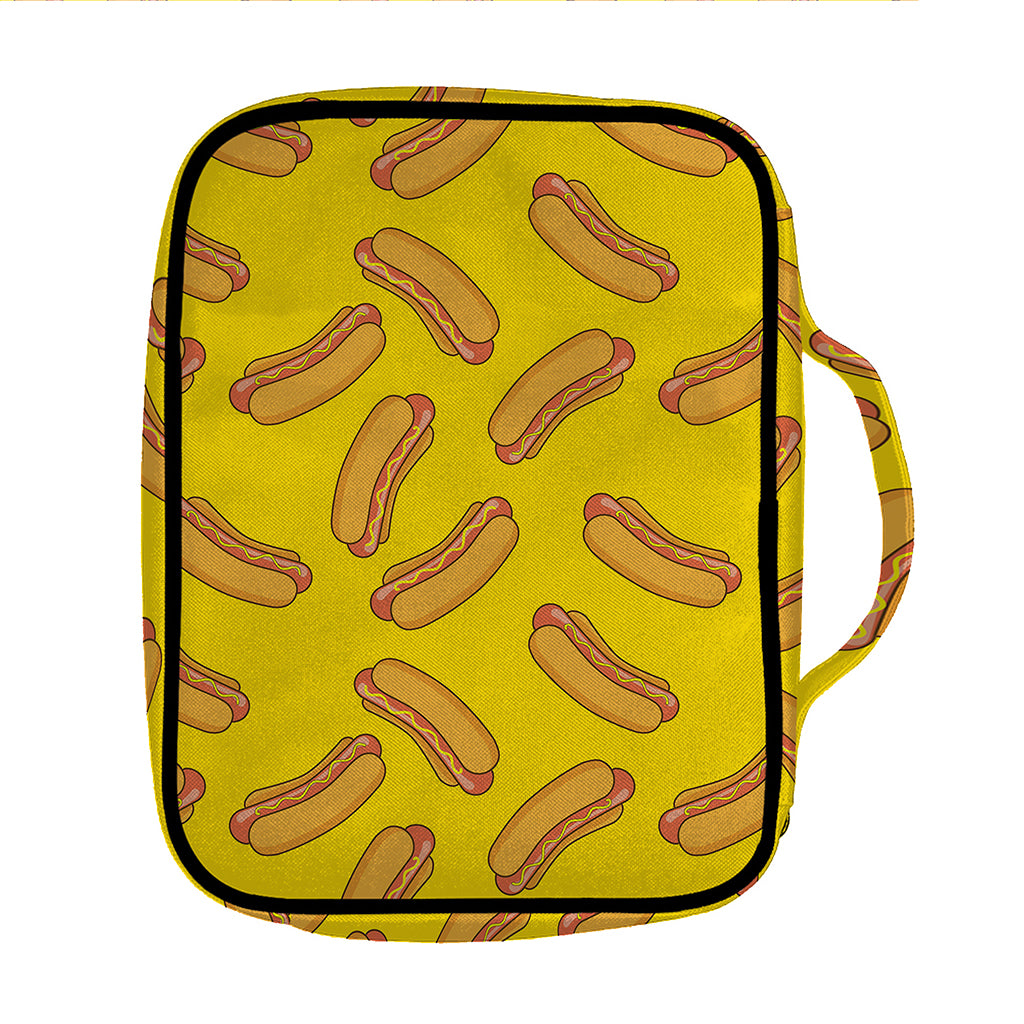 Yellow Hot Dog Pattern Print Front Pocket Bible Bag
