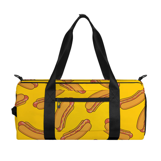 Yellow Hot Dog Pattern Print Gym Bag