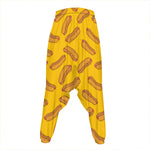 Yellow Hot Dog Pattern Print Hammer Pants