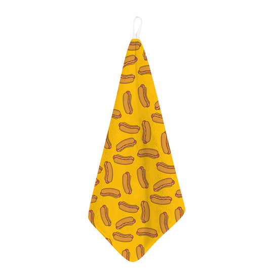 Yellow Hot Dog Pattern Print Hand Towel