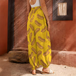 Yellow Hot Dog Pattern Print Harem Pants