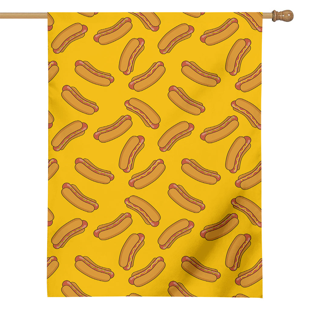 Yellow Hot Dog Pattern Print House Flag