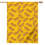 Yellow Hot Dog Pattern Print House Flag