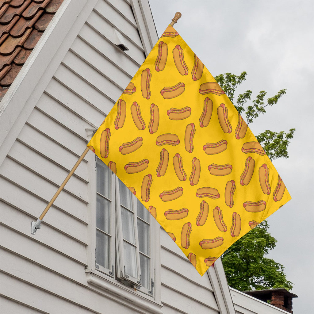 Yellow Hot Dog Pattern Print House Flag
