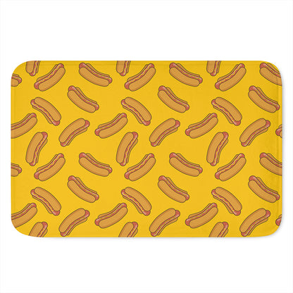Yellow Hot Dog Pattern Print Indoor Door Mat