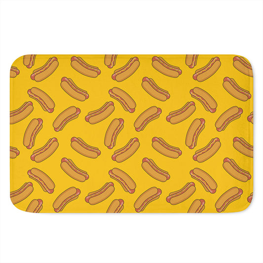 Yellow Hot Dog Pattern Print Indoor Door Mat