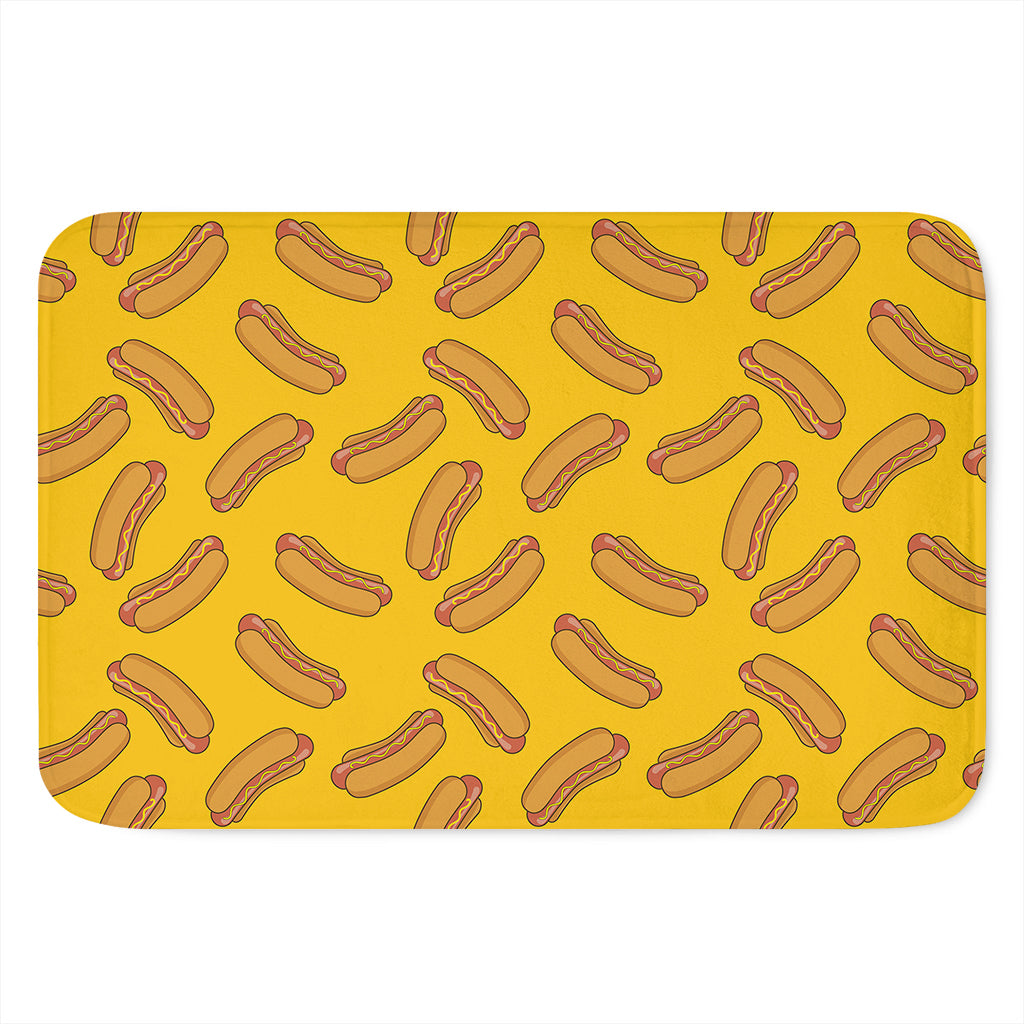 Yellow Hot Dog Pattern Print Indoor Door Mat