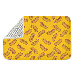 Yellow Hot Dog Pattern Print Indoor Door Mat