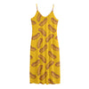 Yellow Hot Dog Pattern Print Jersey Midi Cami Dress