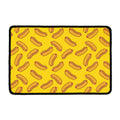 Yellow Hot Dog Pattern Print Kitchen Mat