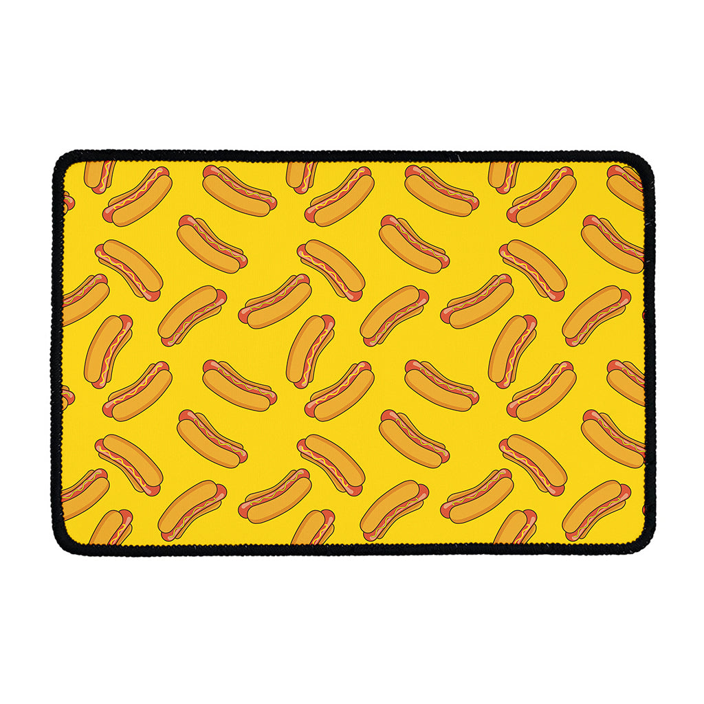 Yellow Hot Dog Pattern Print Kitchen Mat