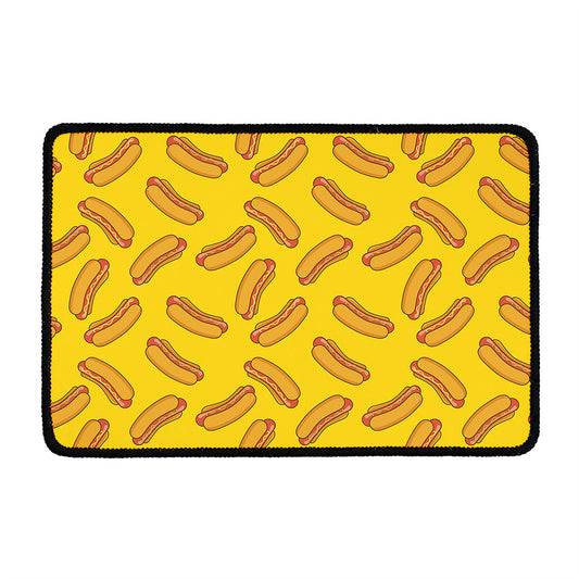 Yellow Hot Dog Pattern Print Kitchen Mat