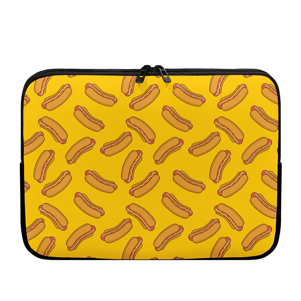 Yellow Hot Dog Pattern Print Laptop Sleeve