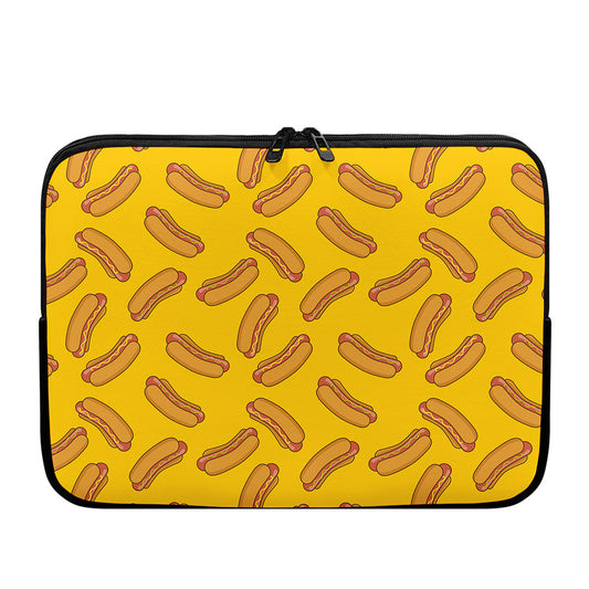 Yellow Hot Dog Pattern Print Laptop Sleeve