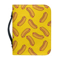 Yellow Hot Dog Pattern Print Leather Bible Cover