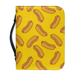 Yellow Hot Dog Pattern Print Leather Bible Cover