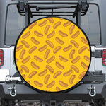 Yellow Hot Dog Pattern Print Leather Spare Tire Cover