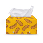 Yellow Hot Dog Pattern Print Leather Tissue Box Cover