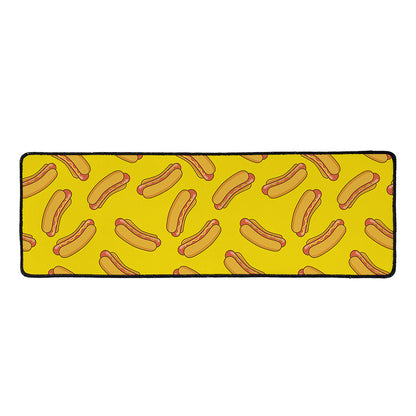 Yellow Hot Dog Pattern Print Long Kitchen Mat