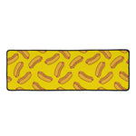 Yellow Hot Dog Pattern Print Long Kitchen Mat