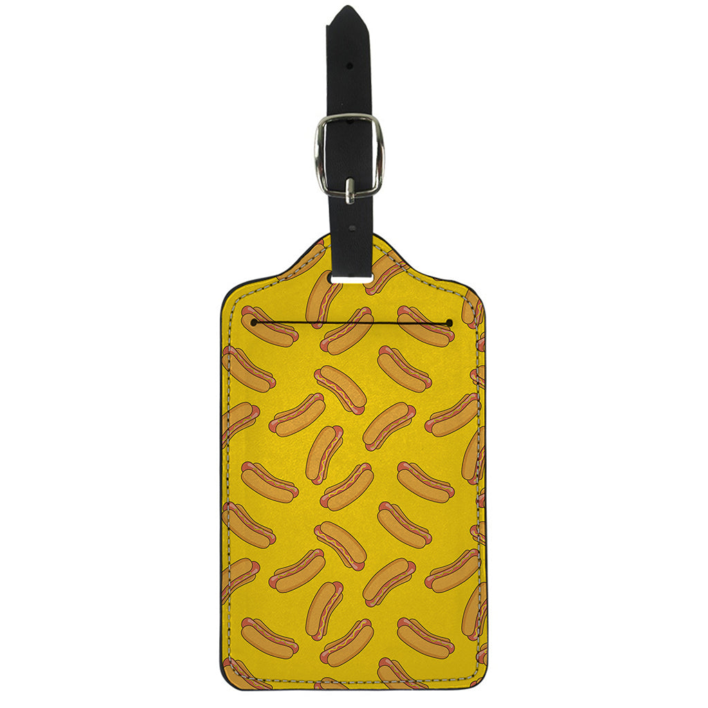 Yellow Hot Dog Pattern Print Luggage Tag