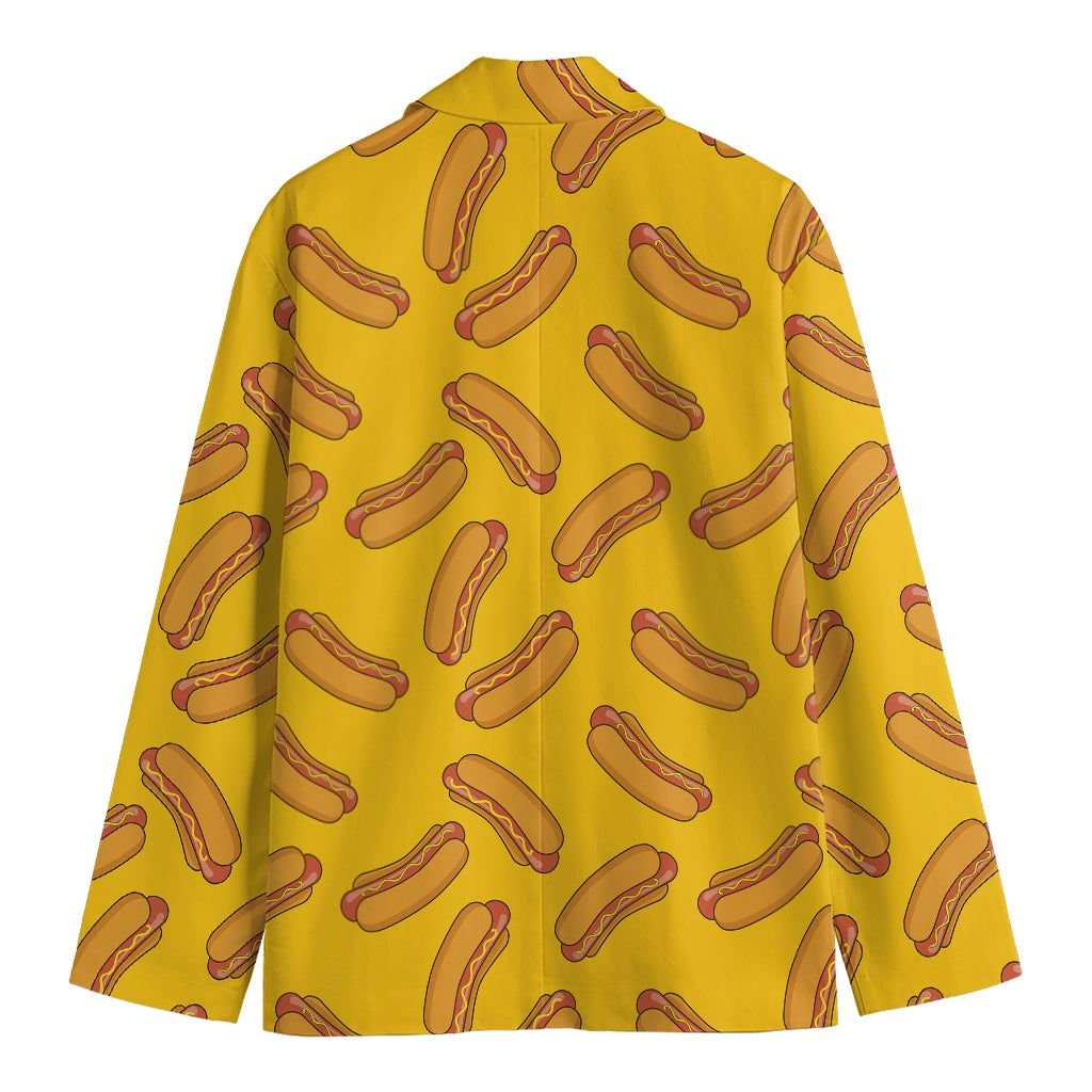 Yellow Hot Dog Pattern Print Men's Blazer