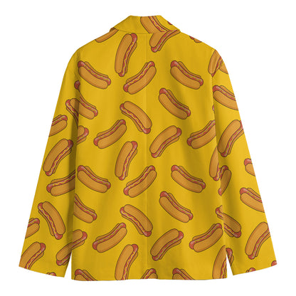 Yellow Hot Dog Pattern Print Men's Blazer