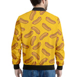 Yellow Hot Dog Pattern Print Men's Bomber Jacket