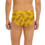 Yellow Hot Dog Pattern Print Men's Briefs