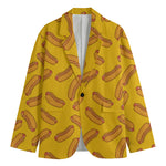 Yellow Hot Dog Pattern Print Men's Cotton Blazer