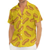 Yellow Hot Dog Pattern Print Men's Deep V-Neck Shirt