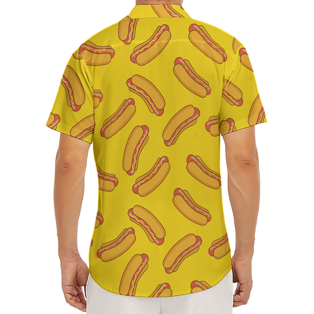 Yellow Hot Dog Pattern Print Men's Deep V-Neck Shirt