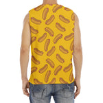 Yellow Hot Dog Pattern Print Men's Fitness Tank Top