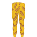 Yellow Hot Dog Pattern Print Men's Leggings