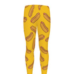 Yellow Hot Dog Pattern Print Men's leggings