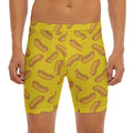 Yellow Hot Dog Pattern Print Men's Long Boxer Briefs