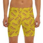 Yellow Hot Dog Pattern Print Men's Long Boxer Briefs