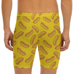 Yellow Hot Dog Pattern Print Men's Long Boxer Briefs
