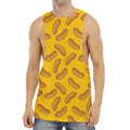 Yellow Hot Dog Pattern Print Men's Muscle Tank Top
