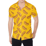 Yellow Hot Dog Pattern Print Men's Shirt