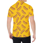 Yellow Hot Dog Pattern Print Men's Shirt
