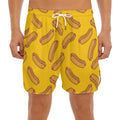 Yellow Hot Dog Pattern Print Men's Split Running Shorts