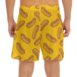 Yellow Hot Dog Pattern Print Men's Split Running Shorts