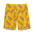 Yellow Hot Dog Pattern Print Men's Athletic Shorts