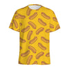 Yellow Hot Dog Pattern Print Men's Sports T-Shirt