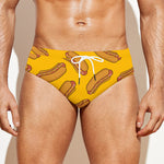 Yellow Hot Dog Pattern Print Men's Swim Briefs