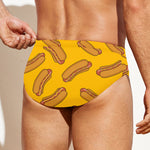 Yellow Hot Dog Pattern Print Men's Swim Briefs