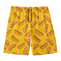 Yellow Hot Dog Pattern Print Men's Swim Trunks