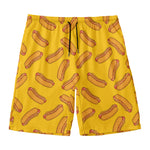Yellow Hot Dog Pattern Print Men's Swim Trunks